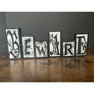 Halloween Wooden "Beware" Table Decor